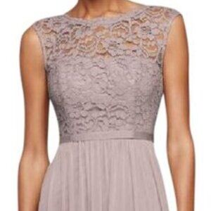 David's Bridal Portobello Lace Maxi Dress - Size 2 - Neutral Gray/Taupe